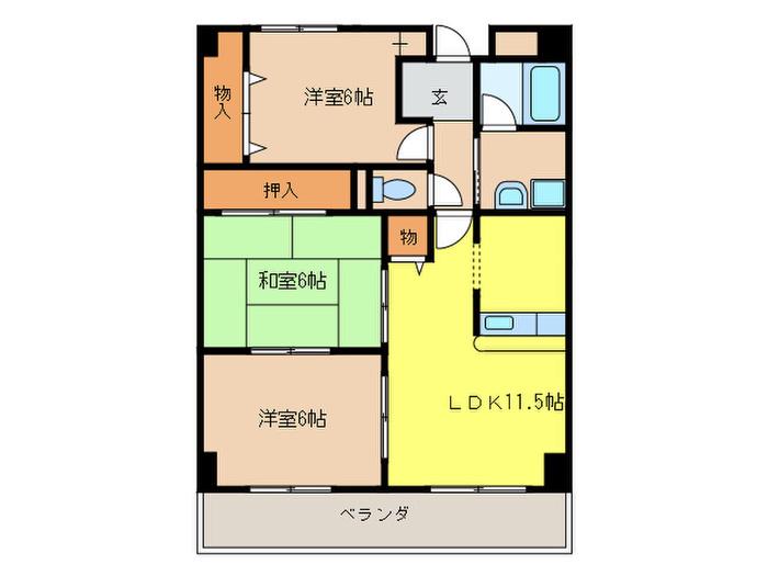 サンクレスト岸和田(3LDK/2階)の間取り写真