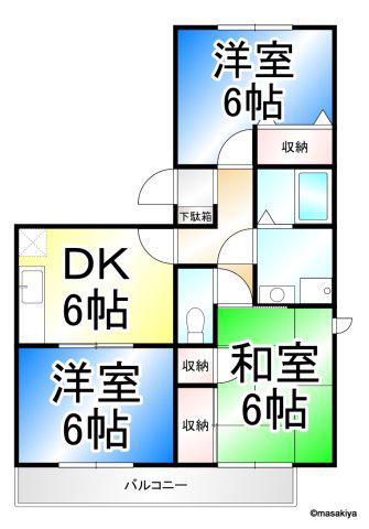 シェルブール二番街(3DK/3階)の間取り写真