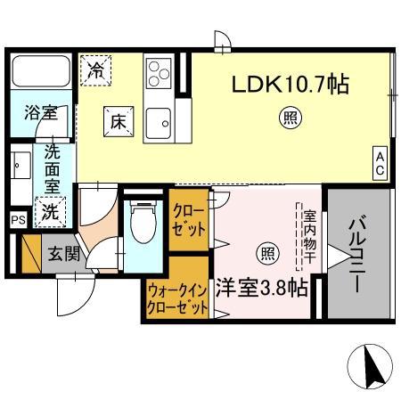 D-INVEST東原B B(1LDK/1階)の間取り写真