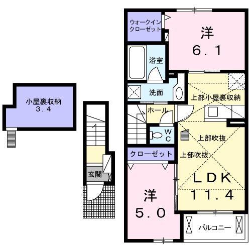 ジェルメVIII(2LDK/2階)の間取り写真