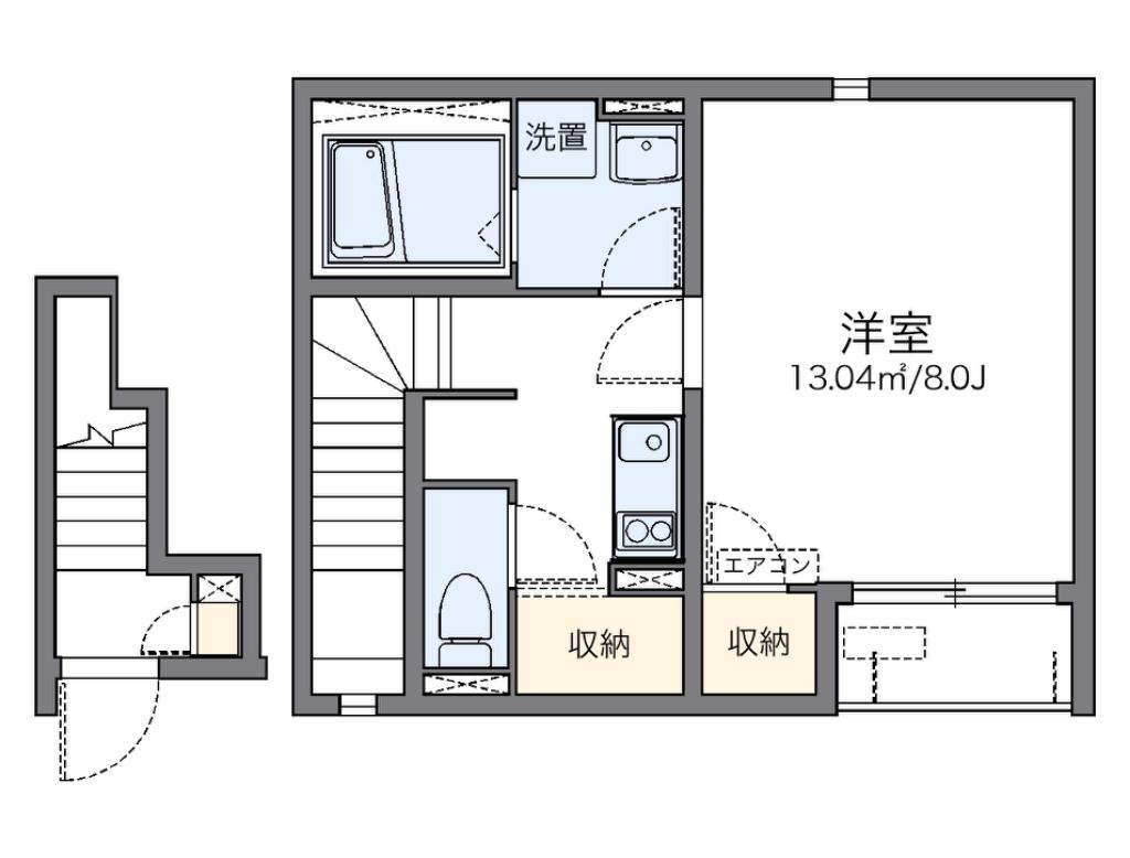 レオネクストHONEYLAKE(1K/2階)の間取り写真