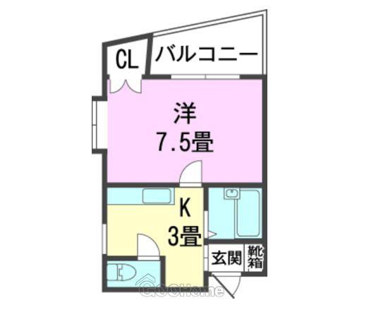 エステート久米(1K/6階)の間取り写真