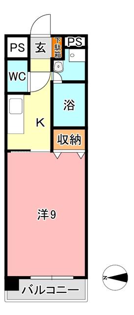 エアラウンズ桑田町(1K/2階)の間取り写真