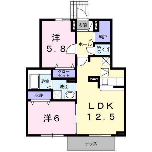 フラン・ベル(2LDK/1階)の間取り写真