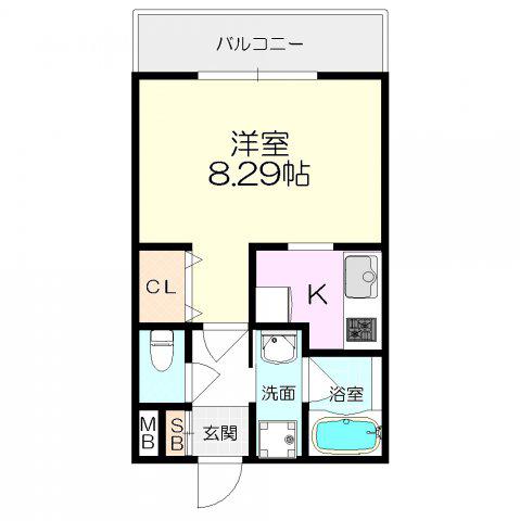 エルスタンザ塚口本町(1K/1階)の間取り写真