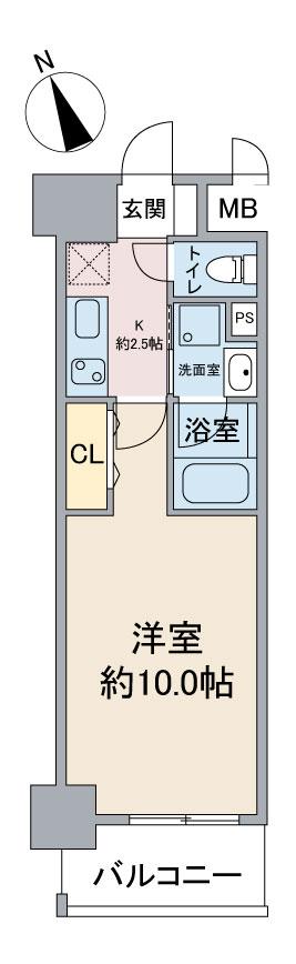 スカイコート千代田(1K/4階)の間取り写真