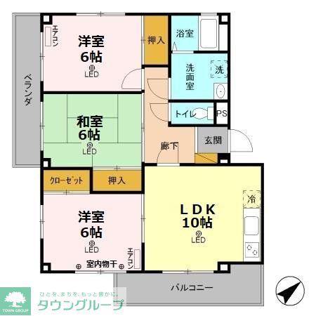 ビュータウンA(3LDK/2階)の間取り写真