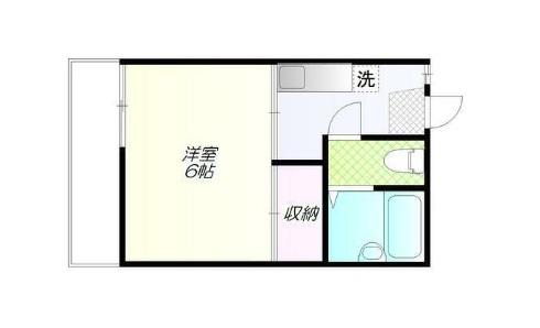 グリーンヒルB(1K/1階)の間取り写真