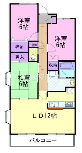 ハイツマロニエ今泉(3LDK/5階)の間取り写真