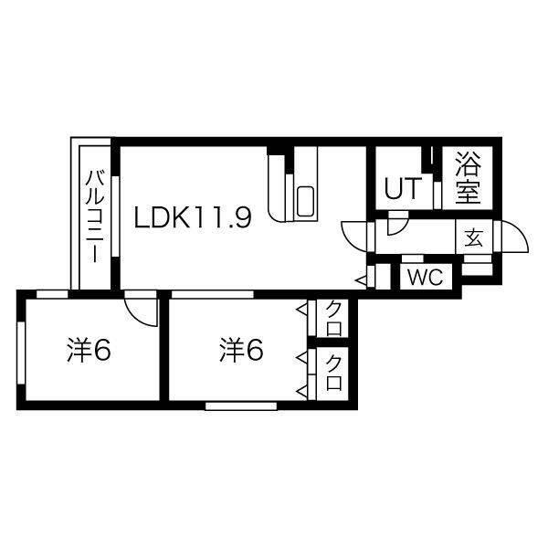 セントポーリアアイリス(2LDK/2階)の間取り写真
