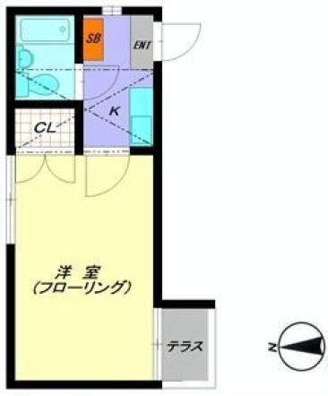 サンクレアB(1K/2階)の間取り写真