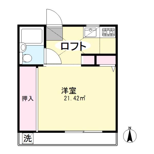 永和ハイム中野(ワンルーム/2階)の間取り写真