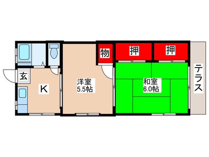 正栄コーポ(2K/1階)の間取り写真