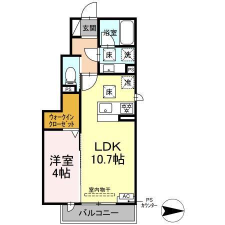 COZY SPACE(1LDK/1階)の間取り写真