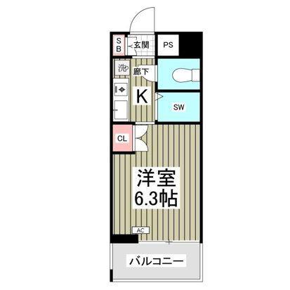 グランヒル松戸(ワンルーム/3階)の間取り写真