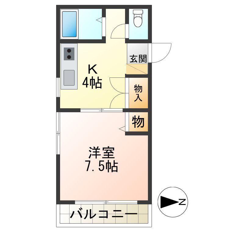 リベルSATO(1K/3階)の間取り写真