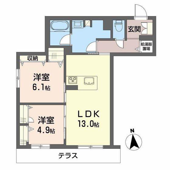 フトゥールム(2LDK/1階)の間取り写真