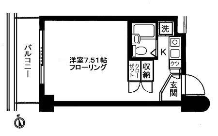 ステイタス武蔵野(ワンルーム/7階)の間取り写真