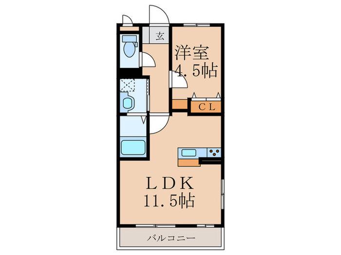 プレステージ熊西(1LDK/2階)の間取り写真