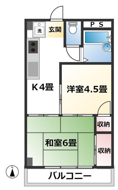 ダイヤマンション(2K/2階)の間取り写真