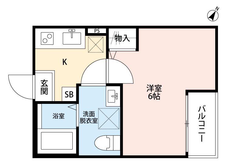 ミュー北戸田(1K/2階)の間取り写真