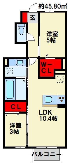 セジュール原町VI(2LDK/1階)の間取り写真