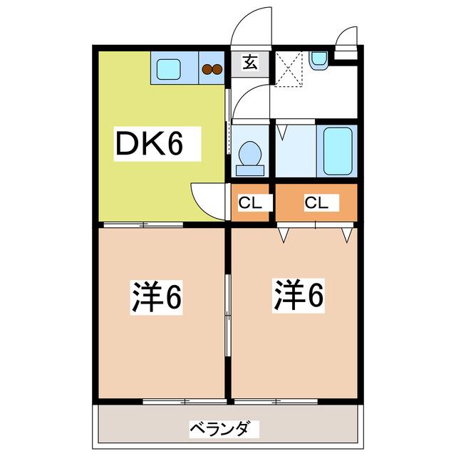 ピュアタウンA(2DK/1階)の間取り写真