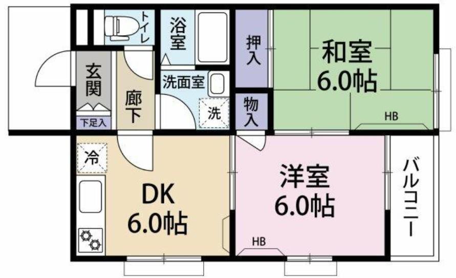 サンホープ白山(2DK/2階)の間取り写真