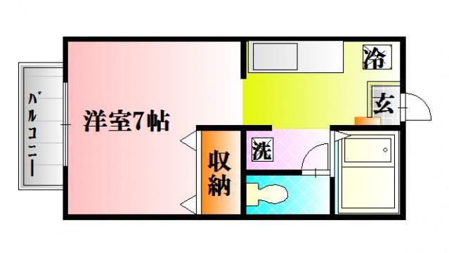 サンライフ土肥B(1K/1階)の間取り写真