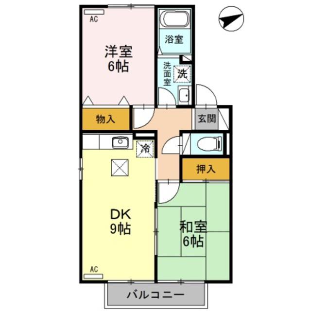 ウォーターシールドA(2DK/1階)の間取り写真