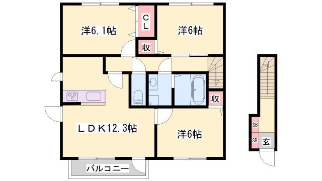 DREAM御立東(3LDK/2階)の間取り写真
