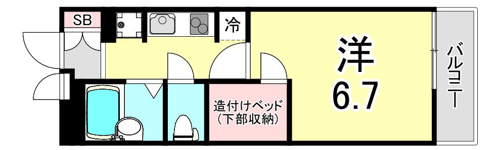 レオパレス阪急塚口(1K/1階)の間取り写真