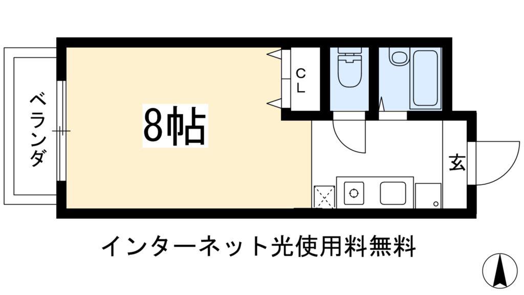 パルティール比叡(1K/3階)の間取り写真
