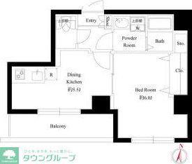 LIVE CASA 両国北斎通(1DK/2階)の間取り写真