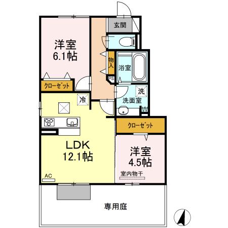 アイメゾン(2LDK/1階)の間取り写真