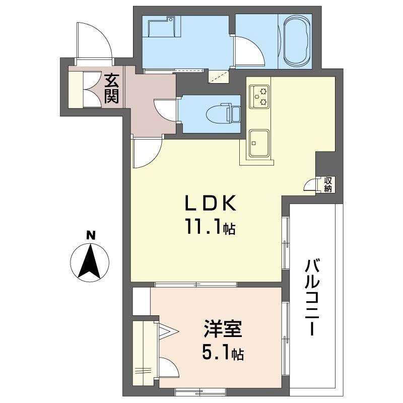 ティーエヌ伍番館(1LDK/2階)の間取り写真