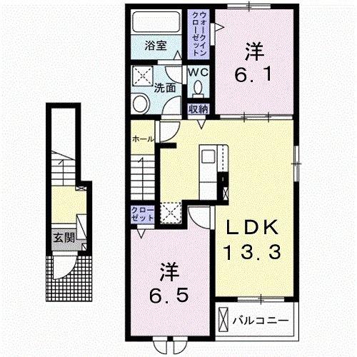 リバースリゾート スカイ(2LDK/2階)の間取り写真