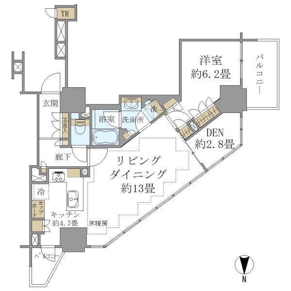 BRILLIATOWER上野池之端(1LDK/12階)の間取り写真