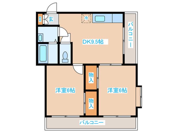 コンフォート石田(2DK/2階)の間取り写真