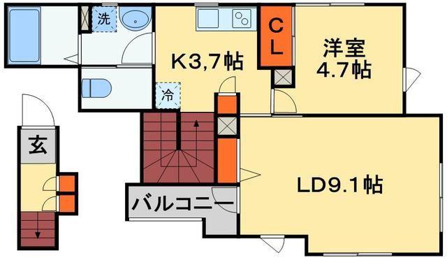 コルサント(1LDK/2階)の間取り写真
