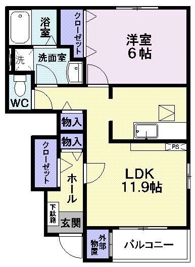 フォレストヴィラ(1LDK/1階)の間取り写真
