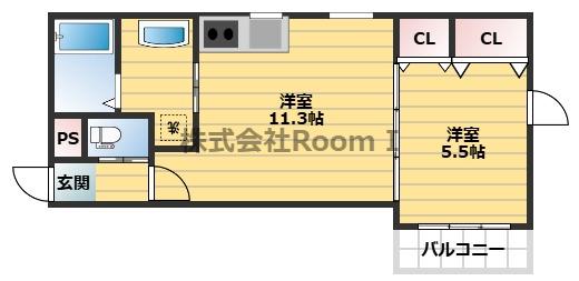 シャンテオカ 旭化成ヘーベルメゾンHEBEL HAUS(1LDK/1階)の間取り写真