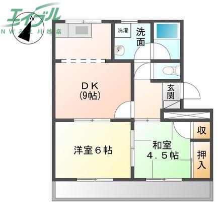 サンパーク(2DK/2階)の間取り写真