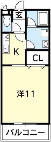 ロジェ・空港通(1K/1階)の間取り写真
