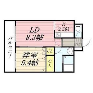 エルムハイツNISHID(1LDK/3階)の間取り写真