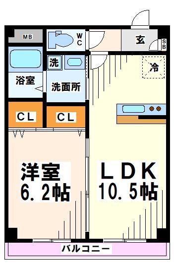 ヒルズY・K(1LDK/1階)の間取り写真