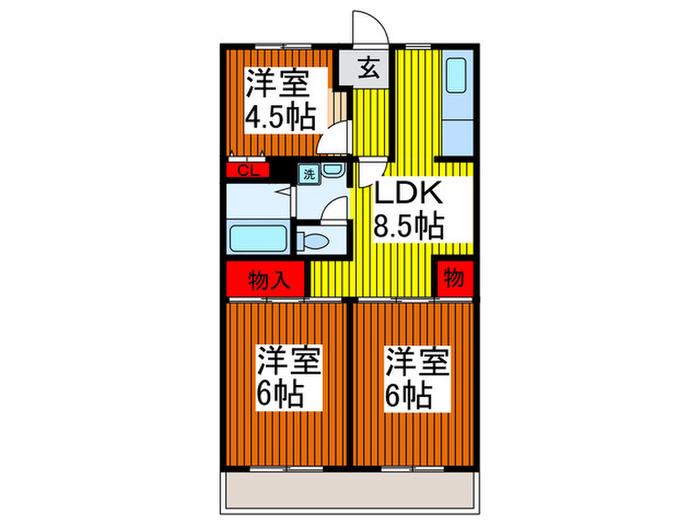 グランシャリオ・ヨシハラ(3LDK/3階)の間取り写真