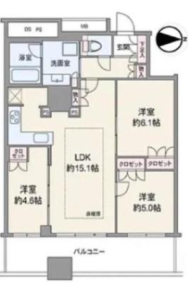 プレサンスレジェンド堺筋本町タワー(3LDK/14階)の間取り写真
