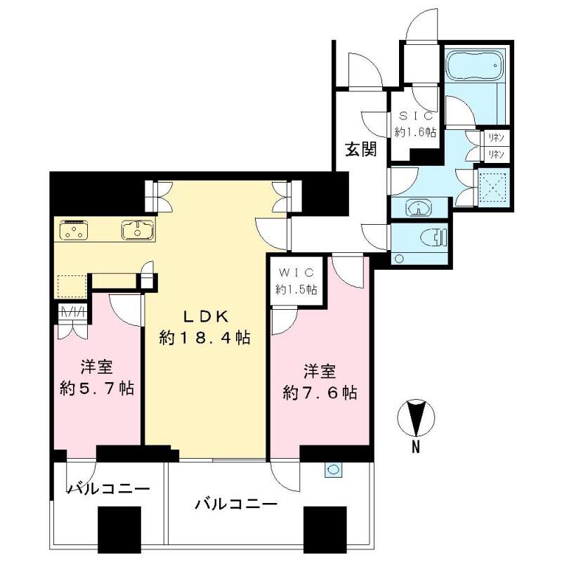 三田ガーデンヒルズ パークマンション(2LDK/4階)の間取り写真