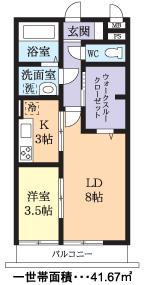 LUNAS(1LDK/3階)の間取り写真